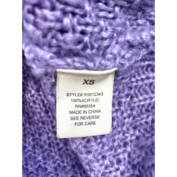 Ultra Flirt Sweater Top XS Purple Chunky-Knit Crew - Picture 6 of 8